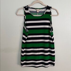 Banana Republic Green and Navy Blue Striped Tank Top